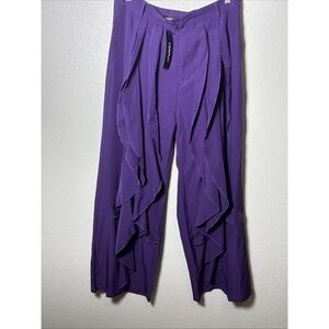 INCERUN Women's Purple Ruffled Design Pants, Flowing Bottom NWT Size Small